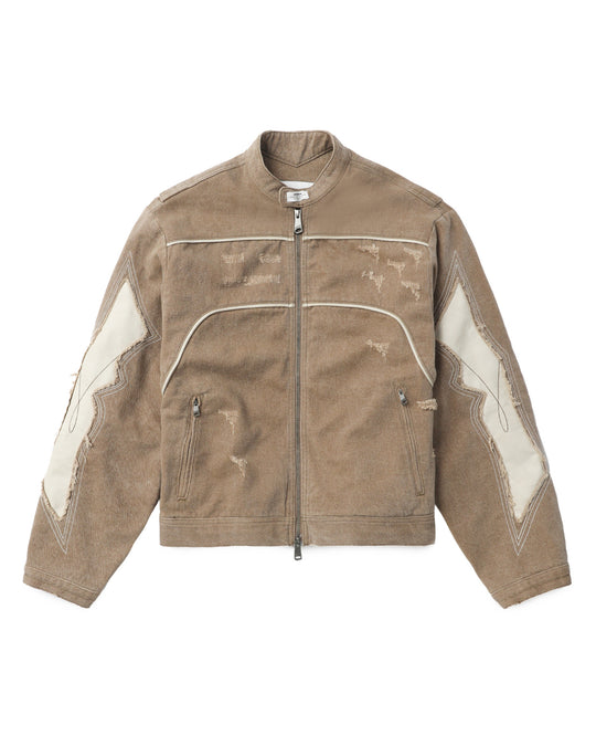 Damen Modische Jacke im Vintage-Stil mit kunstvollen Ziernähten und abgetragenem Effekt R&B