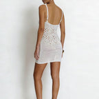 Damen Häkel-Strandkleid mit tiefem V-Ausschnitt und filigranen Designs R&B