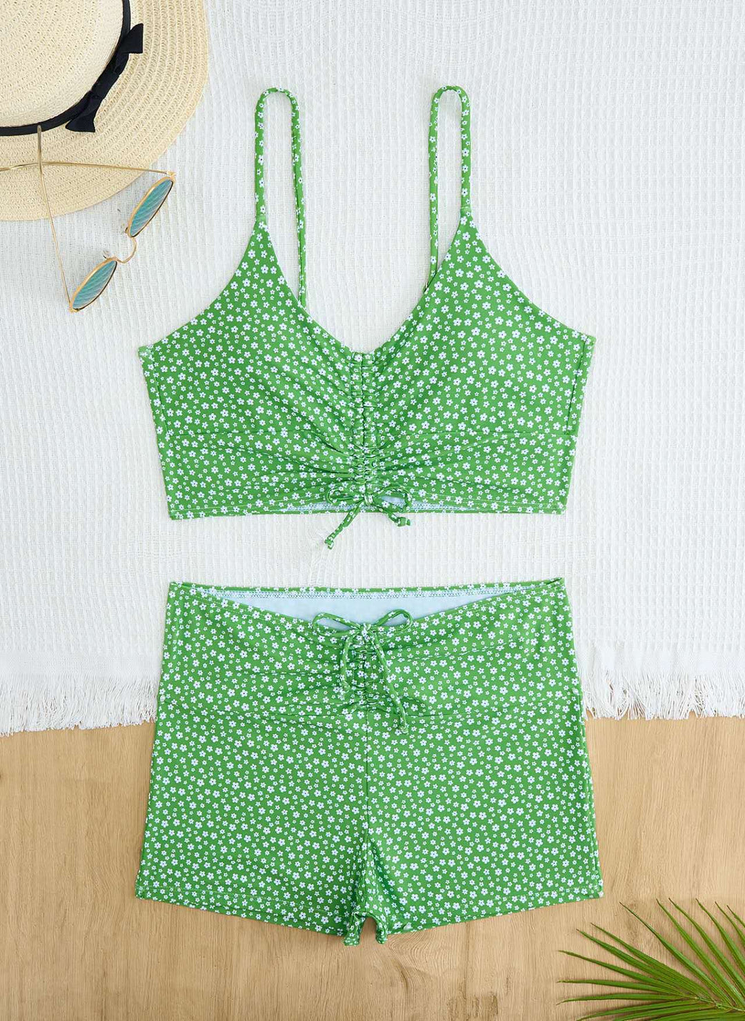 Damen Bikini mit floralem Rüschendesign und verstellbaren Trägern R&B