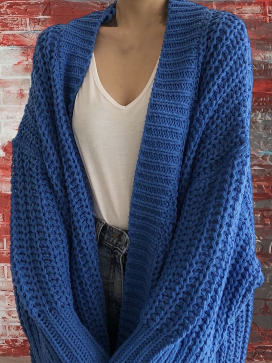 Damen Großer Strickcardigan mit offenem Schnitt und breiten Ärmeln R&B