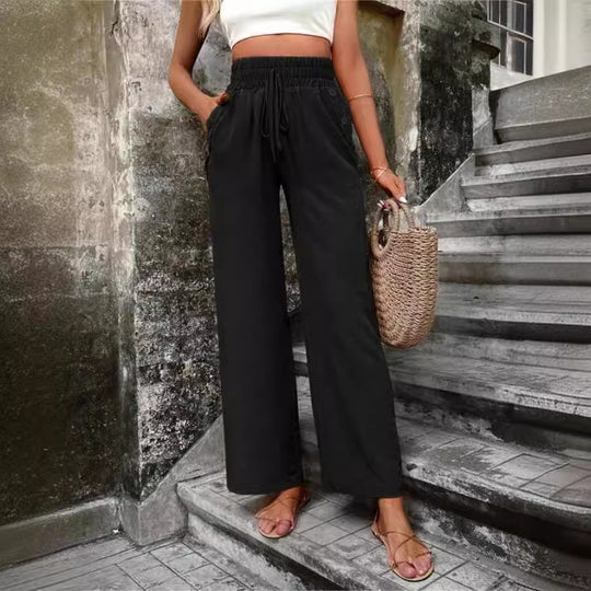 Damen Elegante Freizeit-Hosen mit elastischem Bund und seitlichen Taschen R&B