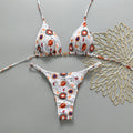 Damen Triangel-Bikini mit floralem Muster und eleganter Goldschließe R&B