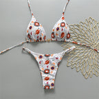 Damen Triangel-Bikini mit floralem Muster und eleganter Goldschließe R&B