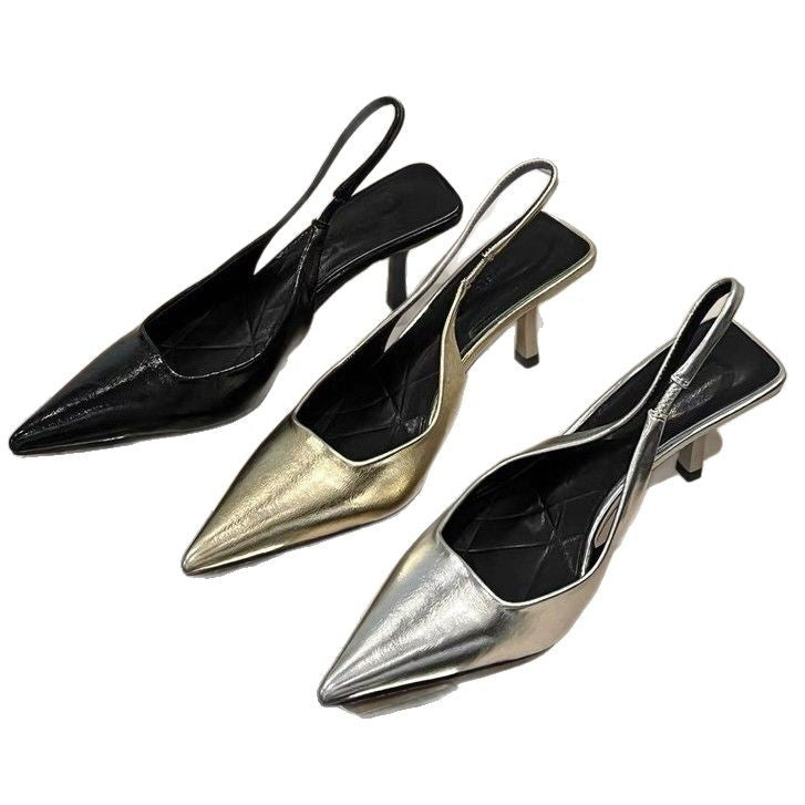 Damen Slingback Pumps aus hochwertigem Metallic-Leder R&B
