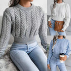 Damen Strickpullover mit strukturiertem Zopfdesign R&B
