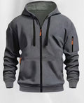Herren nan funktionale Kapuzenjacke mit durchgehendem Reißverschluss, Ärmeltasche und elastischen Bündchen R&B
