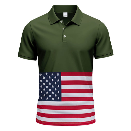 Herren Poloshirt mit einzigartigem Flaggenmotiv und moderner Passform R&B