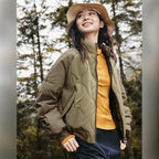 Damen Steppjacke im sportlichen Design mit hohem Kragen und elastischen Bündchen R&B