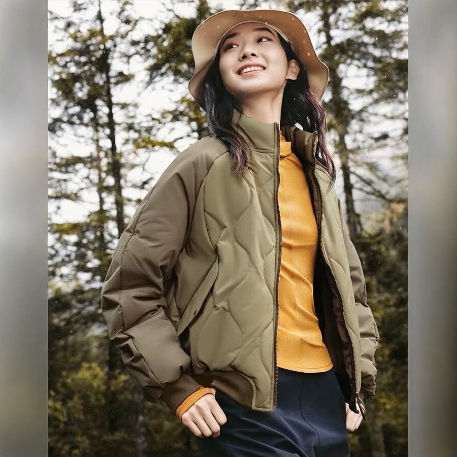 Damen Steppjacke im sportlichen Design mit hohem Kragen und elastischen Bündchen R&B