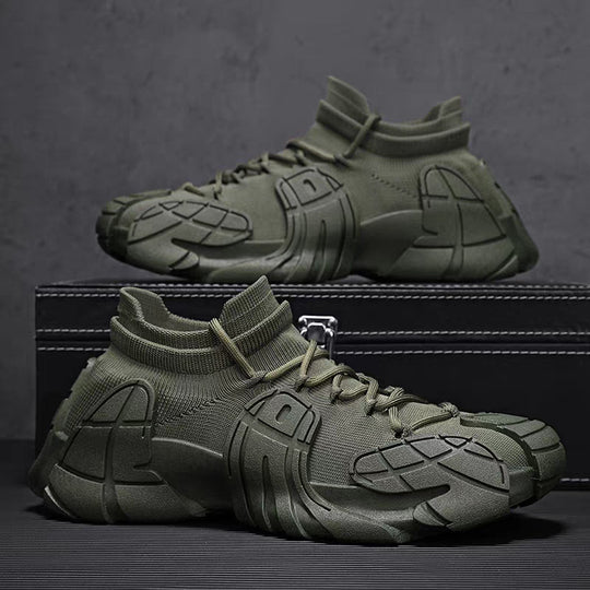 Damen Designer Sneaker mit hohem Kragen und textilförmiger Struktur R&B
