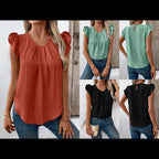 Damen Elegantes Oberteil mit Puffärmeln und V-Ausschnitt