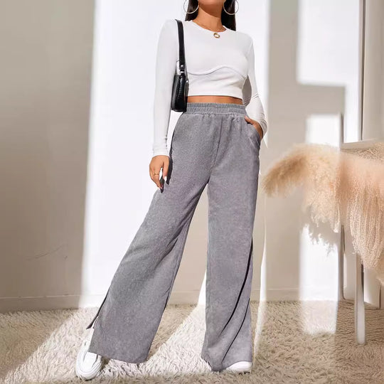 Damen Palazzo-Hose aus feinem Cordstoff mit seitlichen Schlitzen R&B