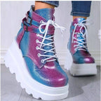 Damen Plateau-Stiefel mit modischem Schnallen-Design und praktischem Reißverschluss R&B