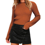 Damen grober Strickpullover mit weitem Schnitt und Struktur R&B