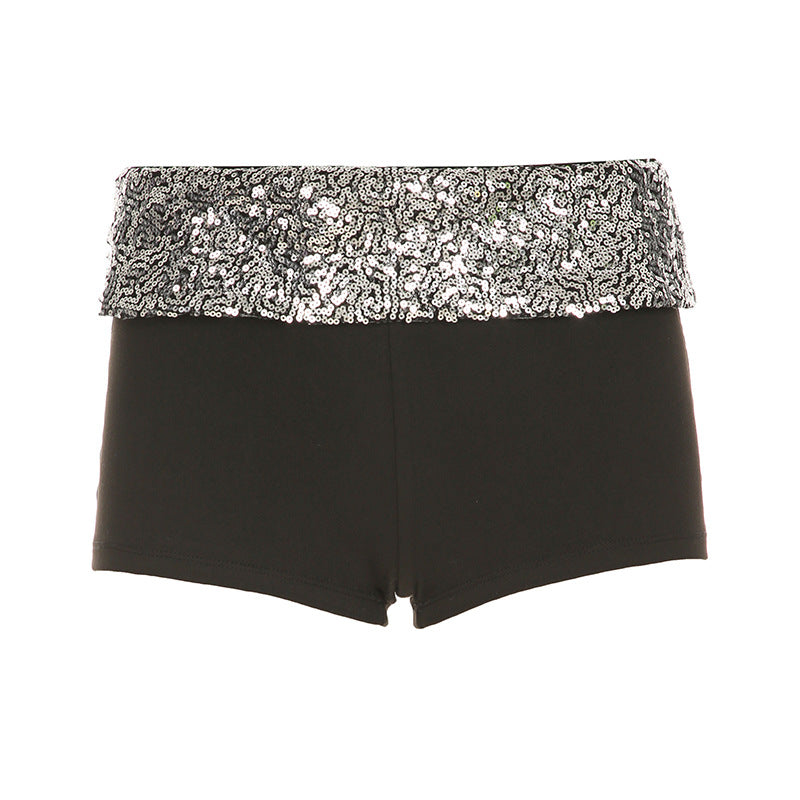 Damen Pailletten-Minikleid mit Leopardenmuster und verstellbaren Spaghettiträgern R&B
