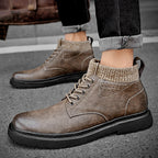 Damen Robuste und stylische Schnürboots mit gestricktem Knöchelbereich