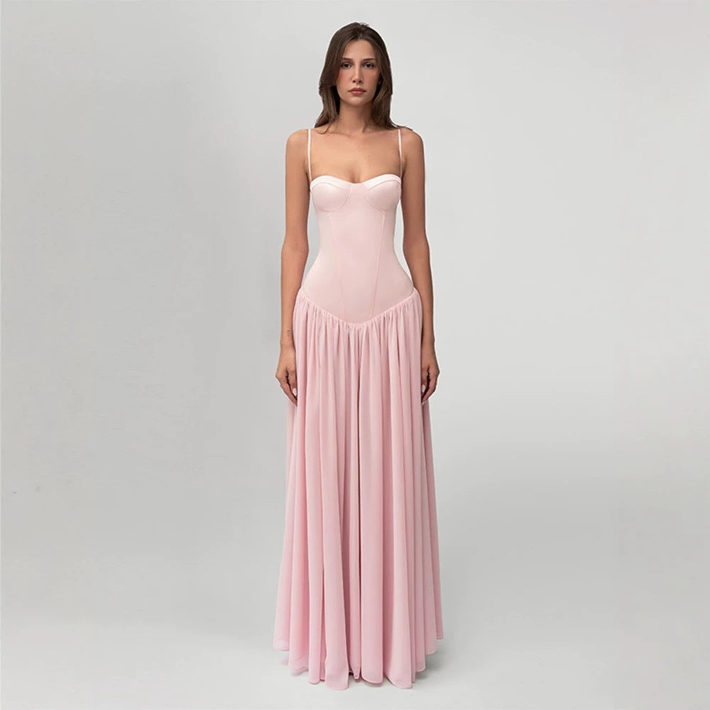 Damen nan modellierendes Bustier-Abendkleid mit vorgeformter Miederkonstruktion und weitfallendem Chiffon-Tellerrock R&B