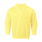 Unisex nan locker geschnittener V-Ausschnitt-Sweatpullover mit Hemdkragen aus Baumwollfleece R&B