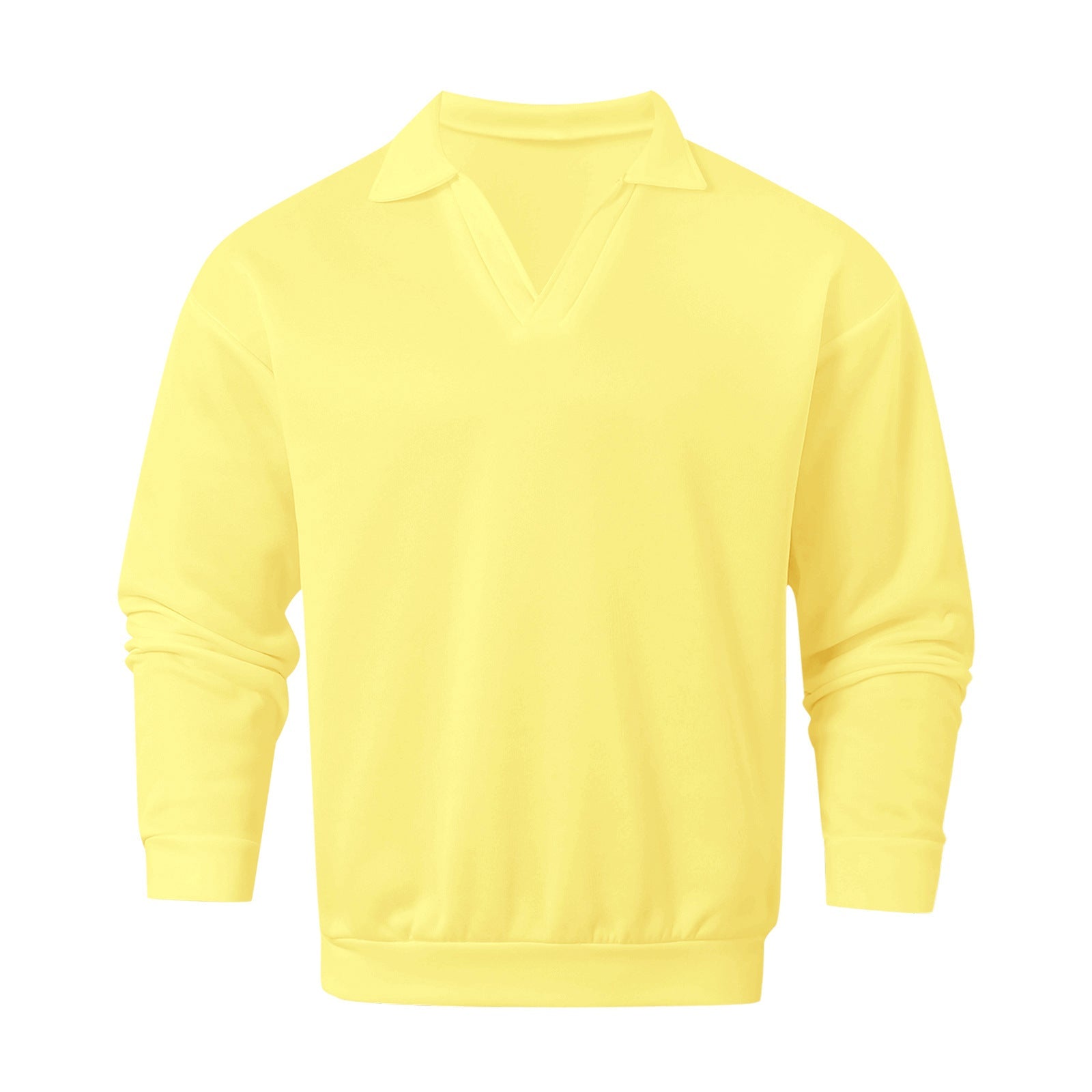Unisex nan locker geschnittener V-Ausschnitt-Sweatpullover mit Hemdkragen aus Baumwollfleece R&B