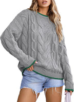 Damen Strickpullover mit grobem Zopfmuster R&B