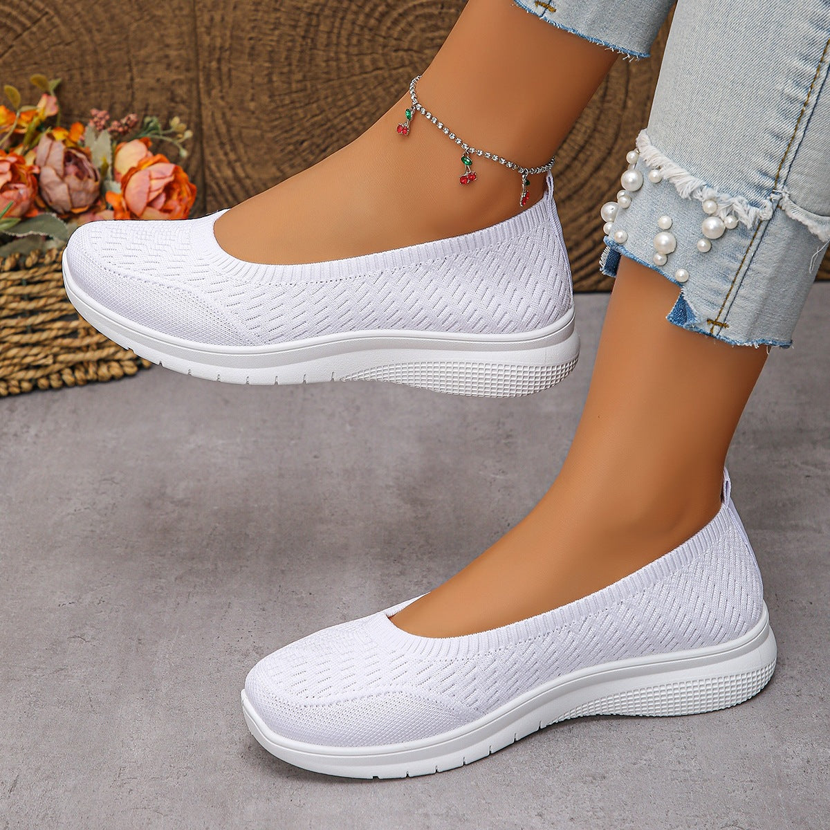 Damen Slip-On Freizeitschuhe mit atmungsaktivem Obermaterial R&B
