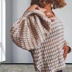 Damen Oversized Strickpullover mit off-Shoulder Design und modischem Rippenmuster R&B