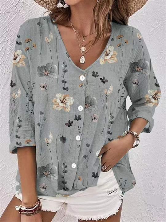 Damen Bluse mit floralem Druck und lässigem Schnitt R&B