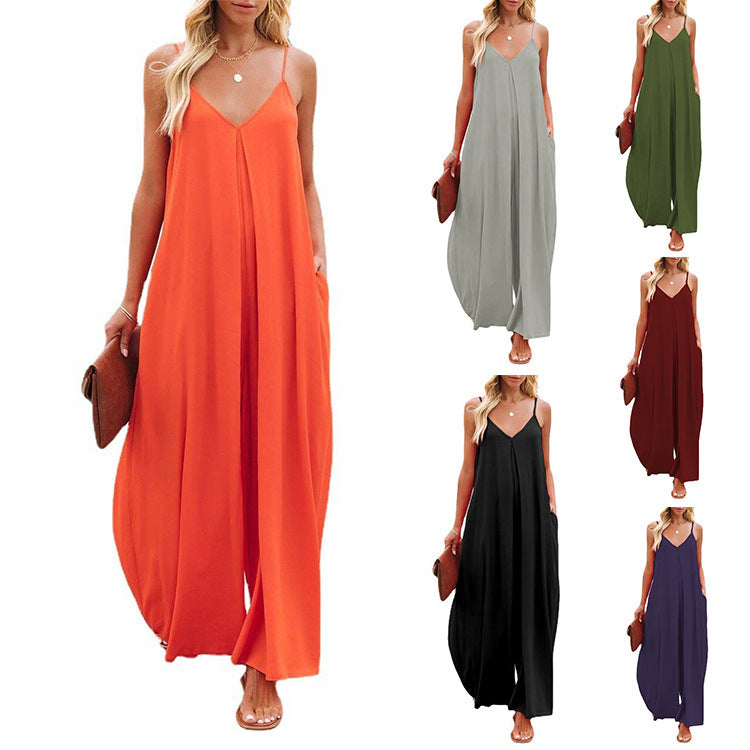 Damen Maxikleid mit v-ausschnitt und fließendem Schnitt R&B