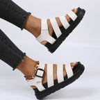 Damen bequeme Riemensandalen mit verstellbarem Schnallenverschluss R&B