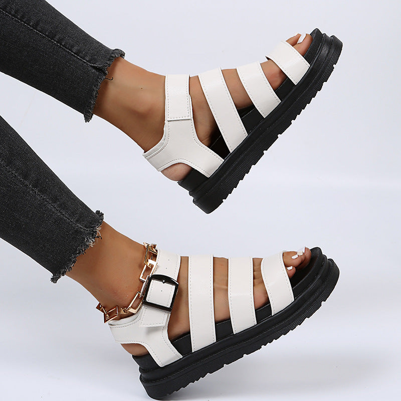 Damen bequeme Riemensandalen mit verstellbarem Schnallenverschluss R&B