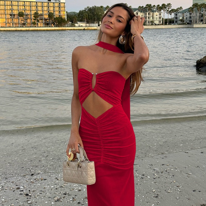 Damen schickes Abendkleid mit Cut-Out-Details R&B