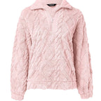Damen Oversized Fleece-Pullover mit Stehkragen und Kunstpelz-Wabenstruktur R&B