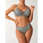 Damen Bikini mit modischem Knoten und hoch geschnittenem Slip R&B