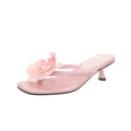 Damen elegante Zehentrenner mit floralem Dekor und modischem Absatz R&B