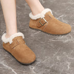 Damen warme Clogs mit kuscheligem Innenfutter und modischem Schnallenverschluss R&B