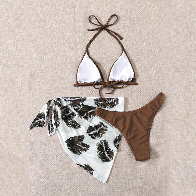 Damen Triangel-Bikini mit elegantem Wickel-Rock