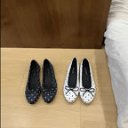 Damen klassische Ballerinas mit verspieltem Punktmuster und dekorativem Schleifendetail R&B
