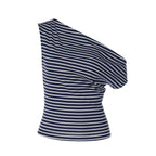 Damen Einseitig Schulterfreies Oberteil mit gestreiftem Design R&B