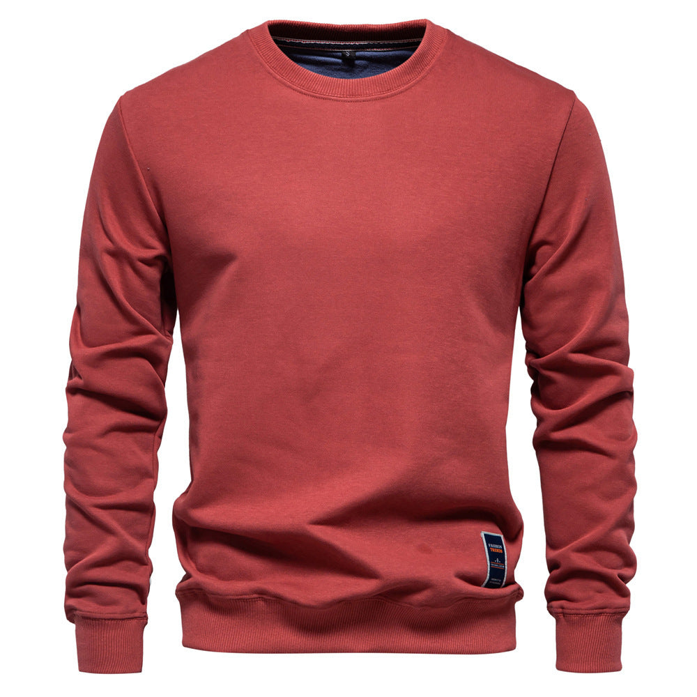Herren nan klassisches Rundhals-Sweatshirt aus schwerer Baumwollmischung mit angerauter Innenseite und gerippten Bündchen R&B