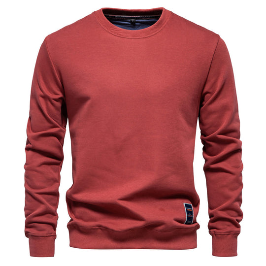 Herren nan klassisches Rundhals-Sweatshirt aus schwerer Baumwollmischung mit angerauter Innenseite und gerippten Bündchen R&B