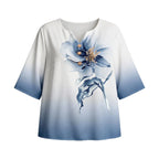 Damen Elegante Bluse mit floralem Design und Knopfleiste R&B