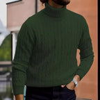Herren nan gerippter Rollkragenpullover mit Zopfmuster und körpernaher Slim-Fit-Silhouette R&B