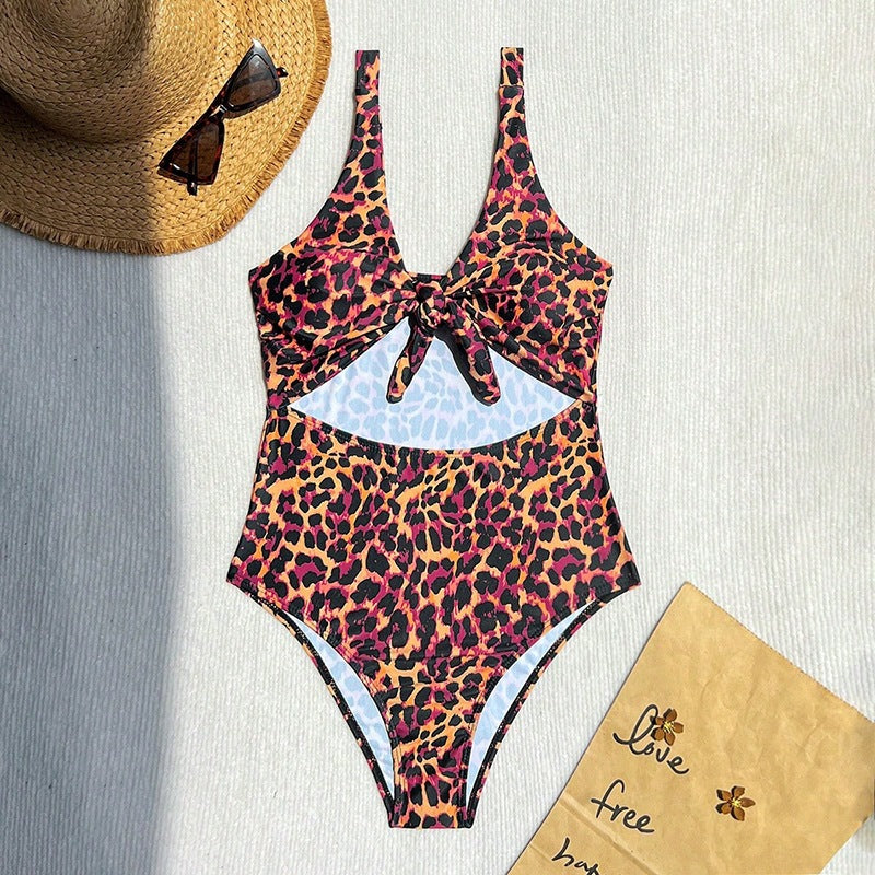 Damen Hochtaillierter Animal-Print Badeanzug R&B
