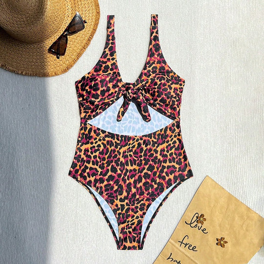 Damen Hochtaillierter Animal-Print Badeanzug R&B