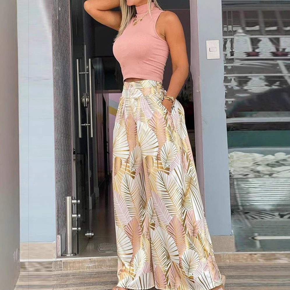 Damen Trendige weite Hose mit floralem Muster R&B