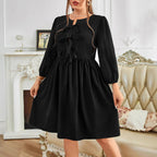 Damen Freizeitkleid mit eleganten Rüschendetails und tailliertem Schnitt R&B