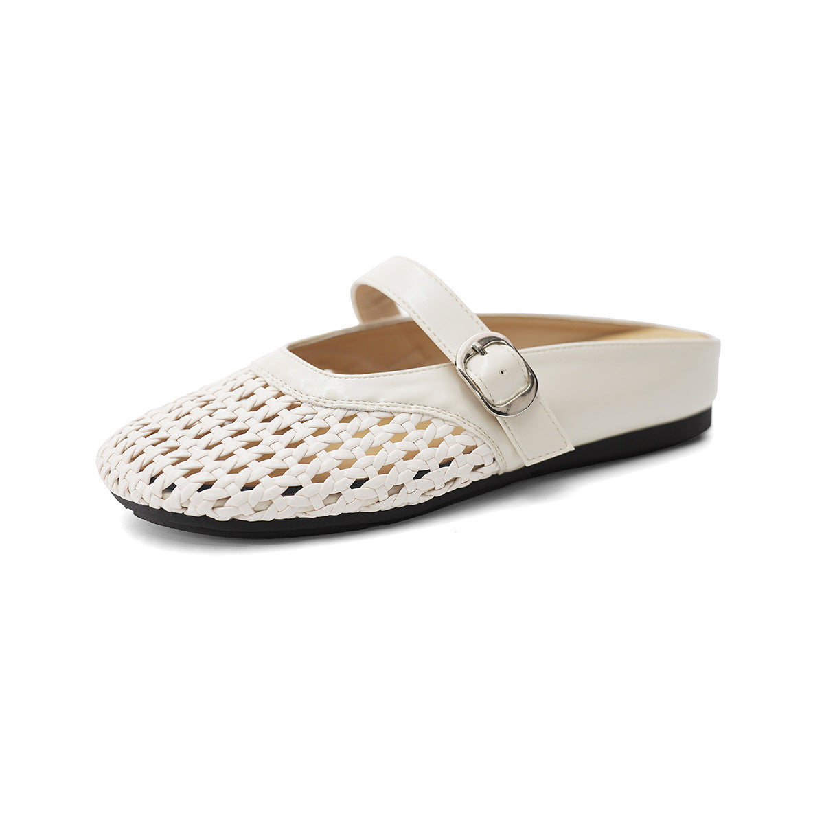Damen Mokassins mit dekorativem Flecht-Design und verstellbarem Riemen