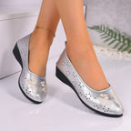 Damen Ballerina-Schuhe mit filigranem Lochmuster und rutschfester Sohle R&B