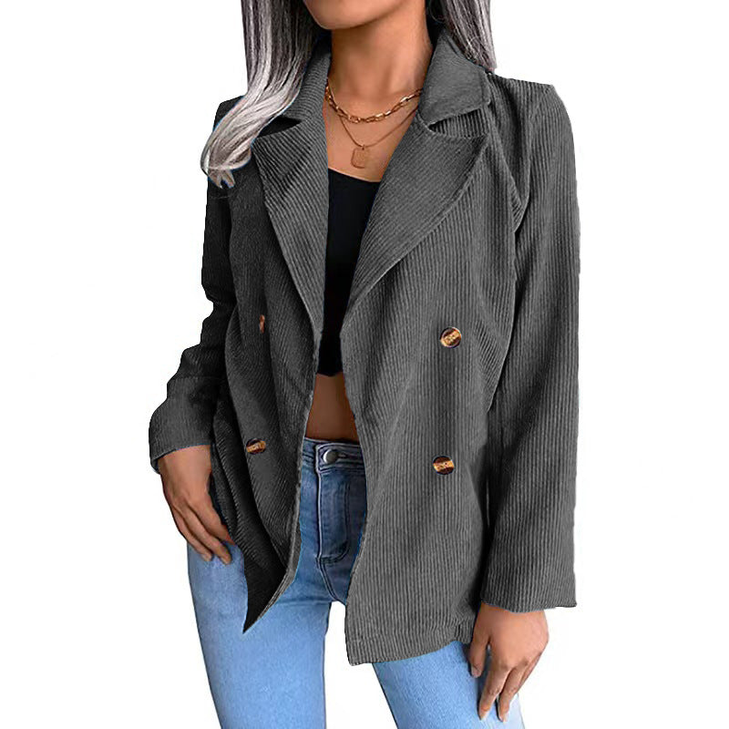 Damen Cord-Jacke mit doppelter Knopfleiste und modernem Schnitt R&B