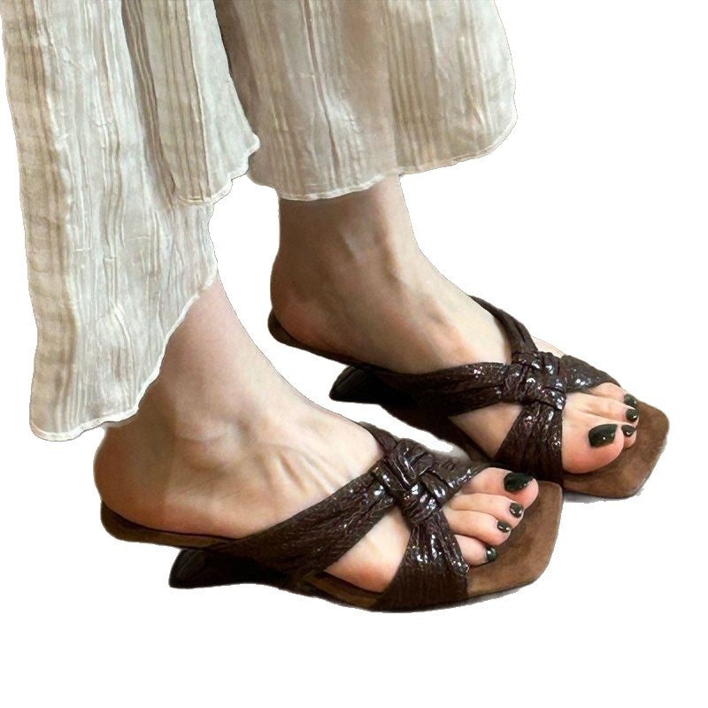 Damen Slip-On Sandalen mit elegante Faltendetails R&B